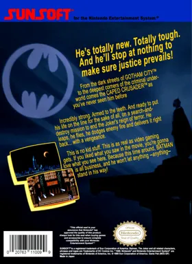 Batman - The Video Game (USA) (Beta 1) box cover back